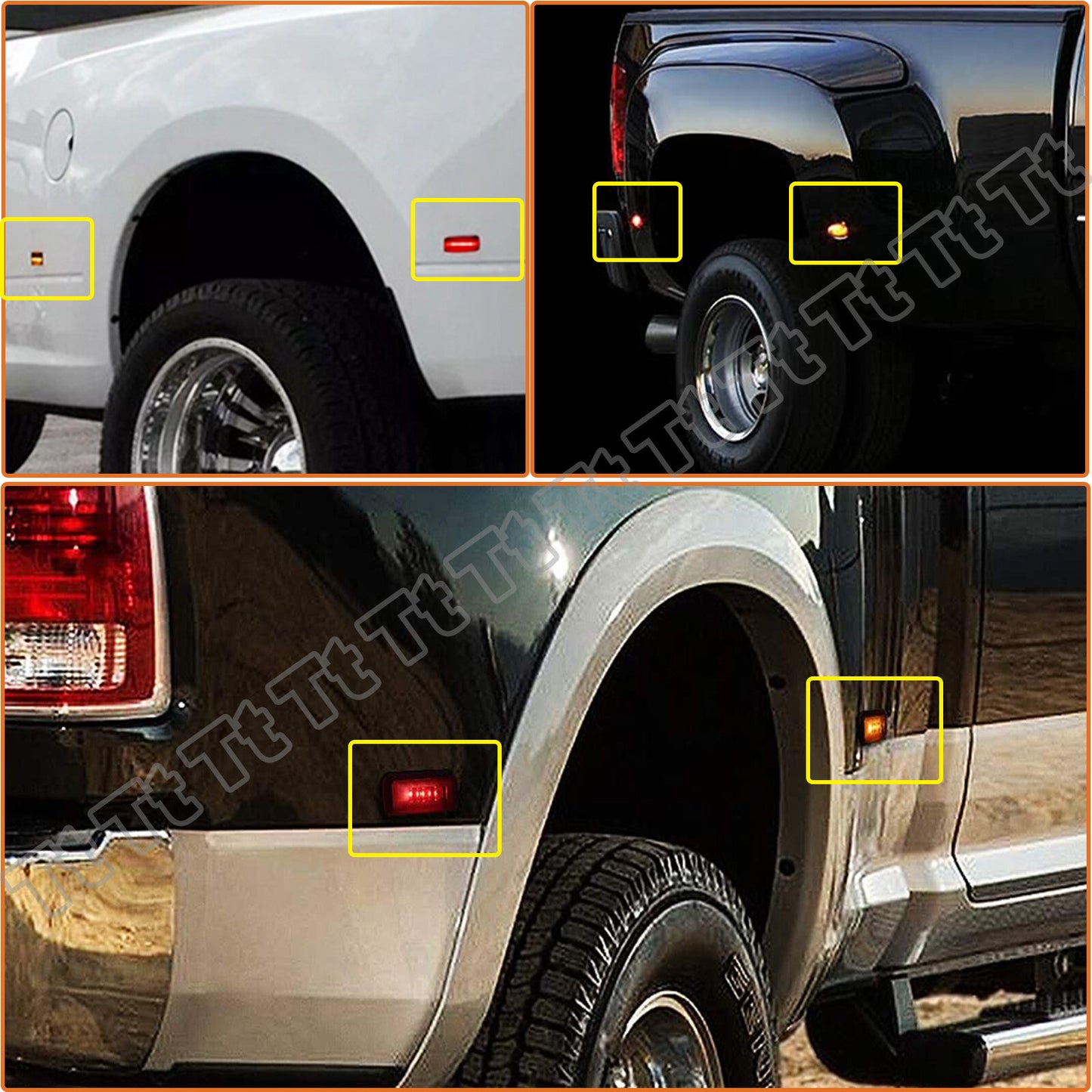 Suitable for 2015-2022 for Chevrolet Silverado 3500 Dual Amber Red LED Fender Side Marker Lights