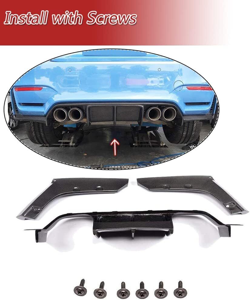 for BMW F80 M3 F82 F83 M4 Carbon FIber 3PC V Style Rear Bumper Diffuser 2015-20