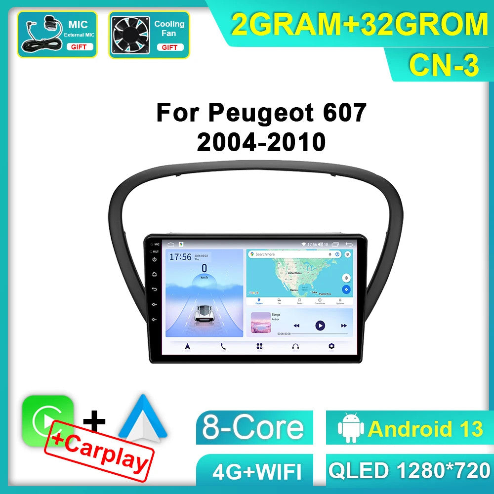 CarPlay Car Radio for Peugeot 607 2004-2010 Stereo GPS Multimedia Player Screen