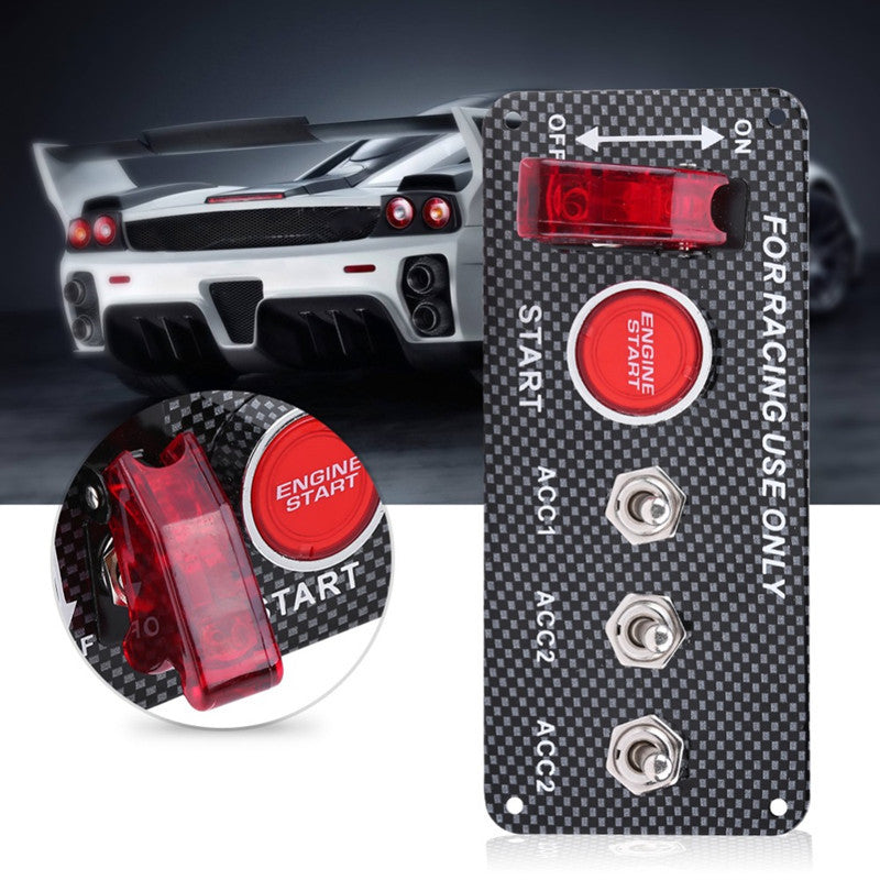 12V Car Race Ignition Engine Start Push Button Carbon Fiber Switch Panel Toggle