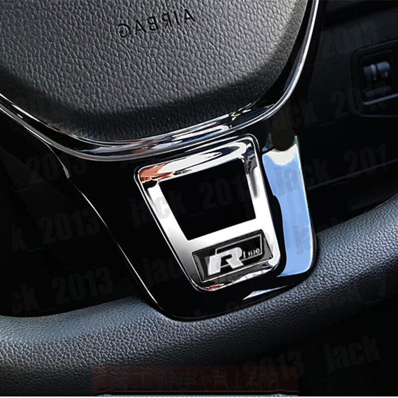 Chrome R Steering Wheel Sequin Cover Trim for Volkswagen for VW POLO 2014-2023