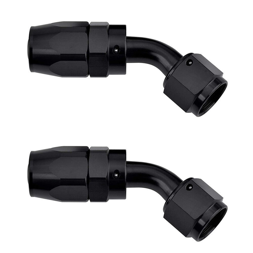 2pcs AN6 6AN 45 Degree Swivel Hose End Fitting Adapter Black Aluminum QUALITY