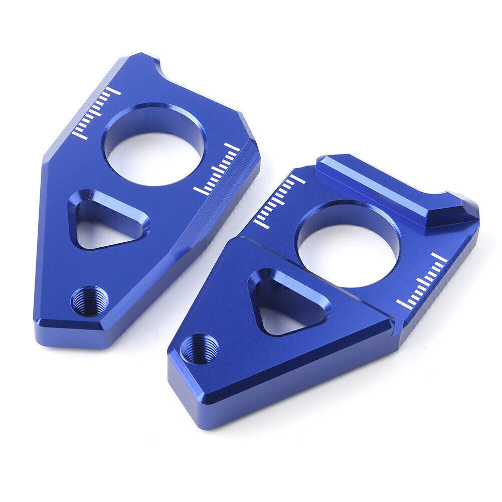 Axle Spindle Chain Adjuster Blocks Fit for Yamaha YZF R1 FZ8 FZ1 TMAX 530 Blue