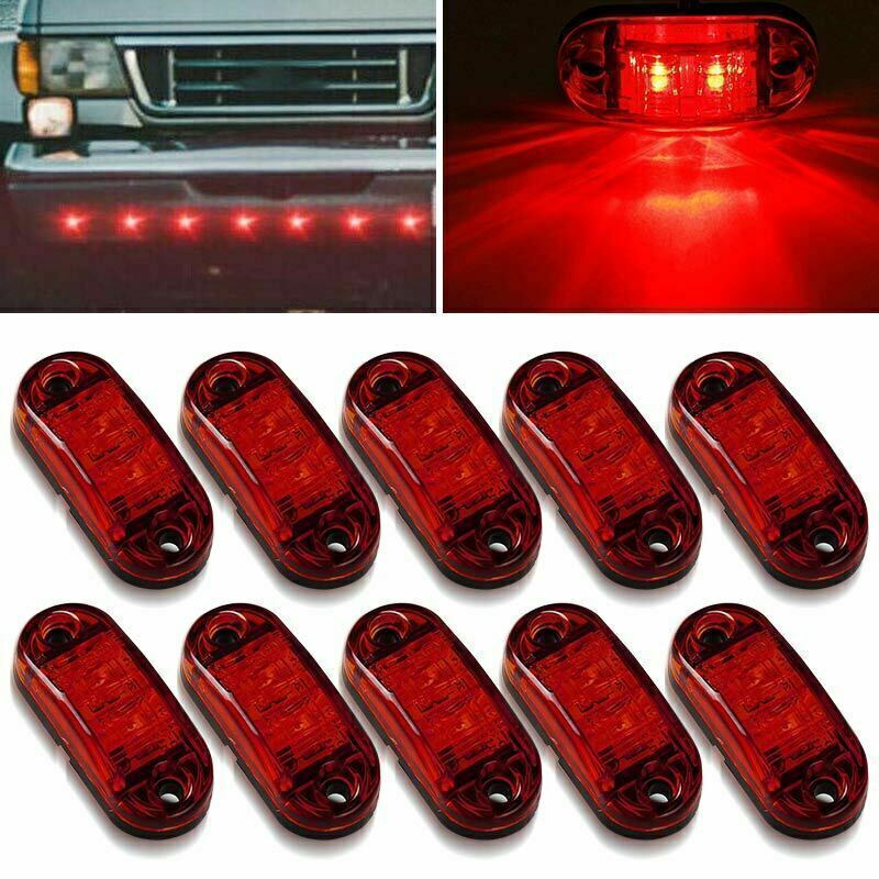 10x Red 12v-24v LED Side Marker Clearance Lights Indicators Trailer Caravan RV