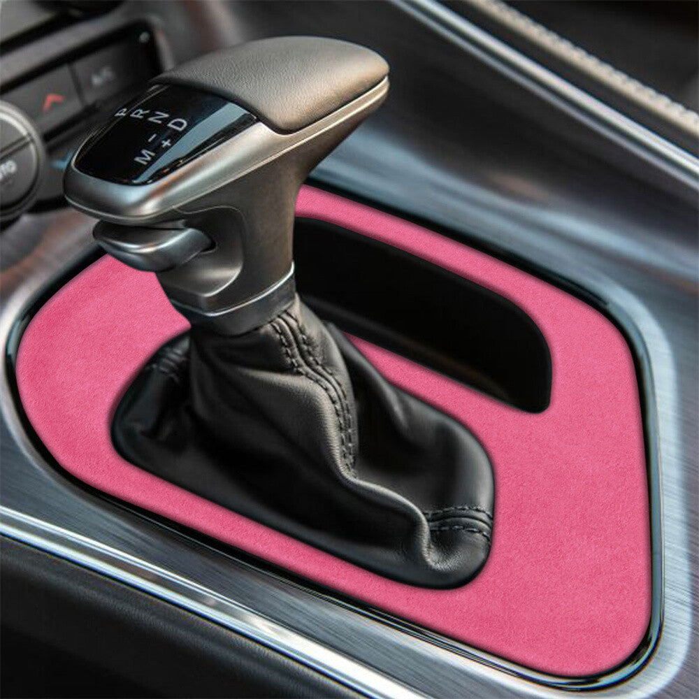 Suede Pink Central Control Gear Shift Box Panel Cover for Dodge for Challenger 2015+