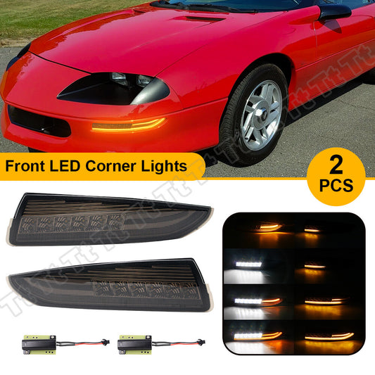 Suitable for 93-02 for Chevrolet Camaro DRL front dynamic LED turn signal parking lights (smoke effect)