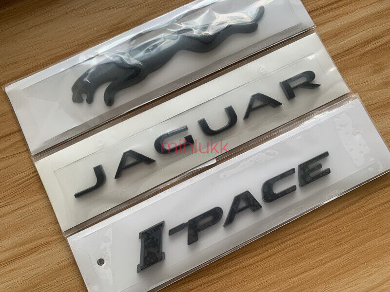 3x Gloss Black Emblem Rear Badge Decal for Jaguar 2017+ I-pace V6 R S I-PACE