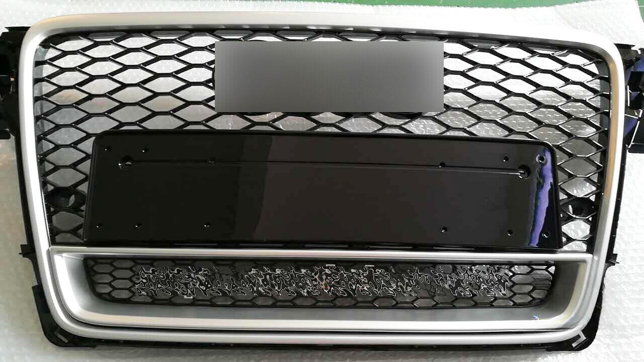 Suitable for Audi 09 10 11 12 B8 A4 S4 RS4 style barbecue grill with silver trim and chrome plating.