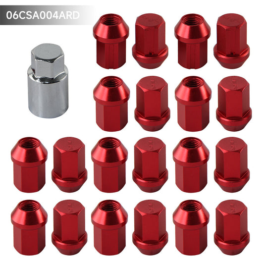 M12X1.5MM 20 Pieces Aluminum Closed Ended Lug Nuts with Locking Key RED