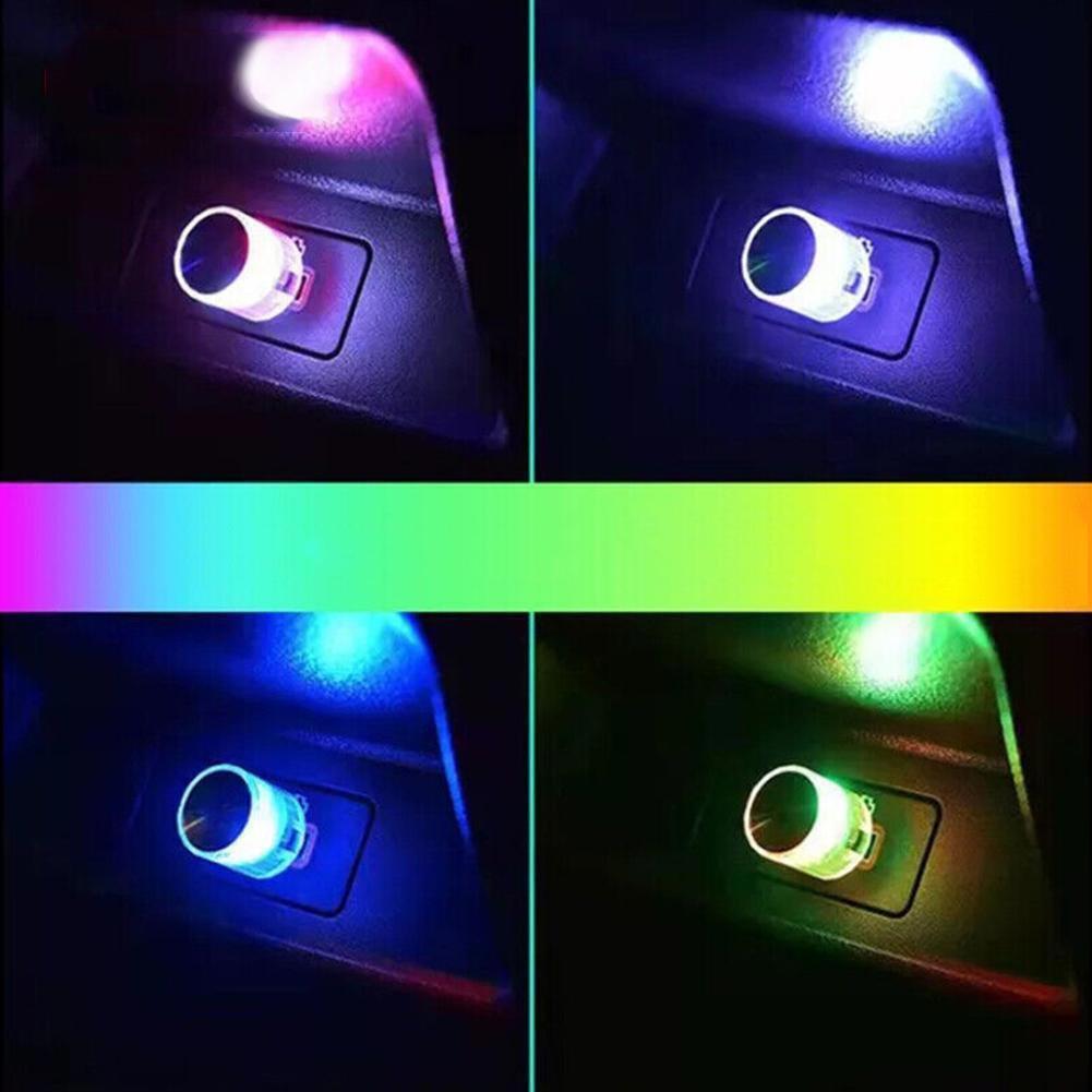 2Pcs x 7 Color Car Interior Accessories for Mini USB LED Light Neon Atmosphere Parts