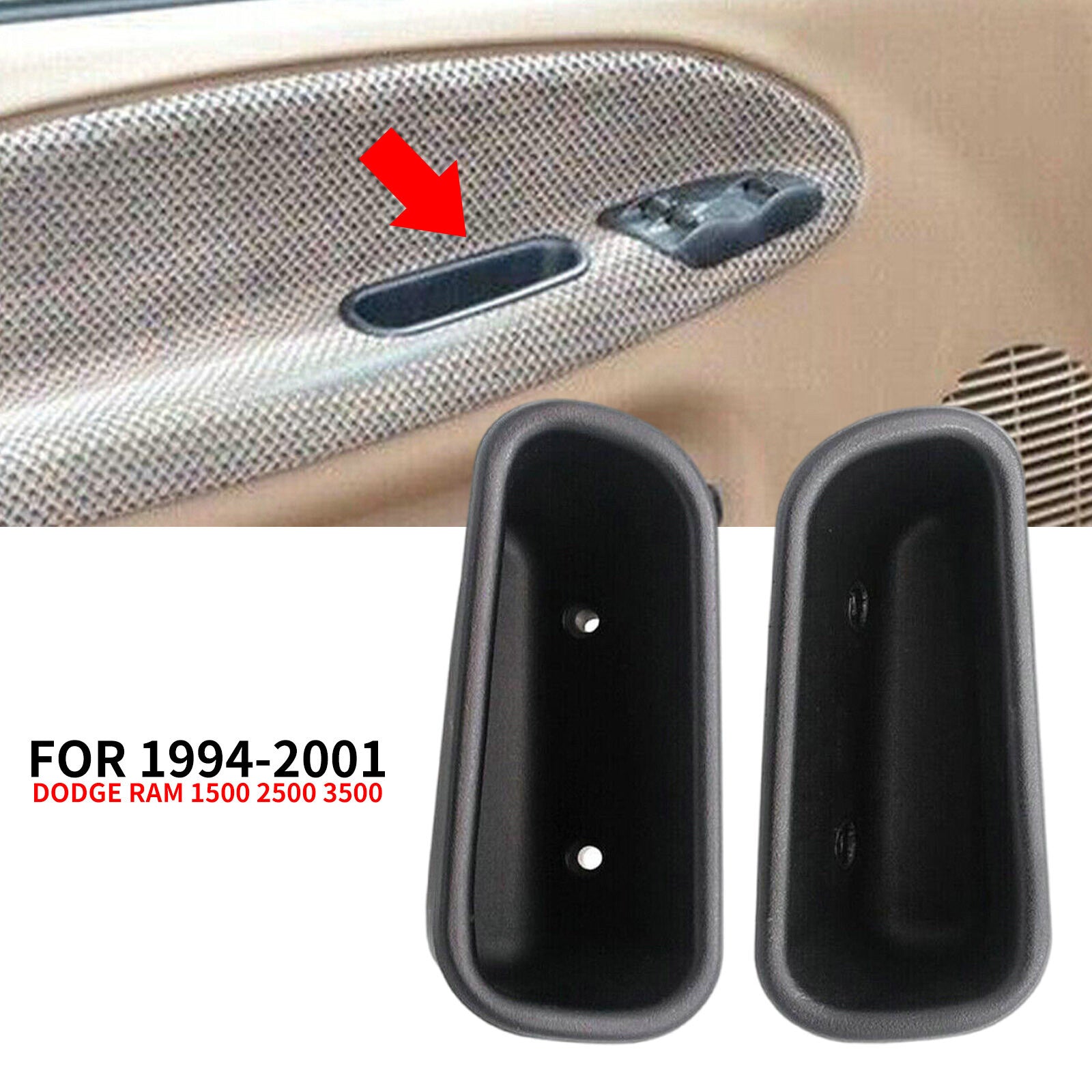 1Pair Front RH LH Door Pull Handle Cup For 1994-2001 for Dodge for Ram 1500 2500 3500 AT