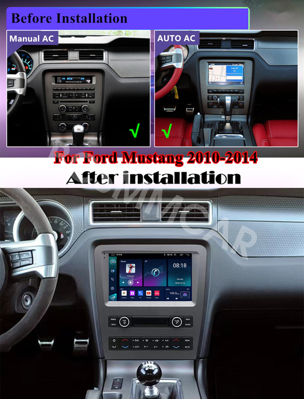 9 Android 13 Car Stereo Radio For Apple Carplay Fit For 2010-2014 for Ford for Mustang