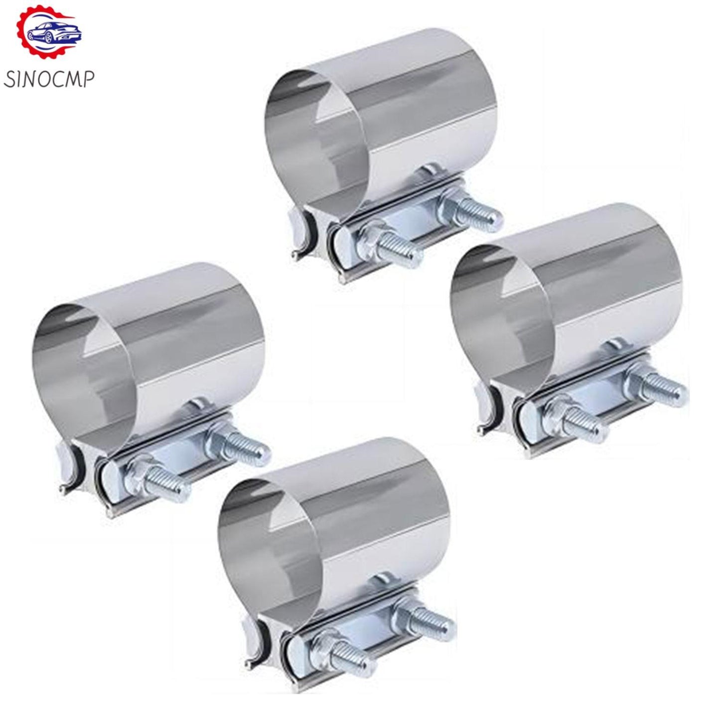 4pcs OD Pipe Butt Joint Band Clamp Exhaust Sleeve Stainless Steel For Universal