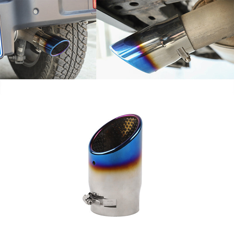 1Pcs Car 87mm Muffler Tip Stainless Steel Exhaust Pipe Roasted Blue Tail Throat