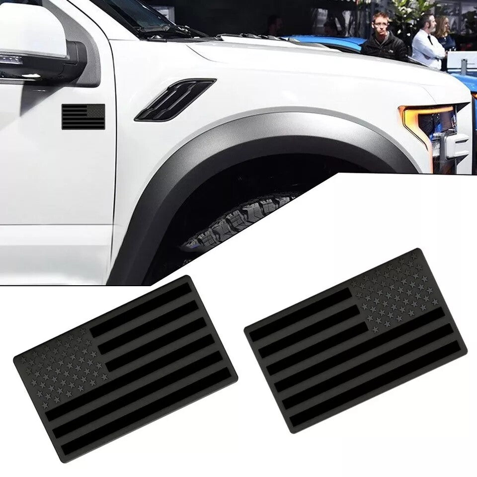 Black Sticker Metal American Flag Car Truck Decal Body Emblem Accessories X2
