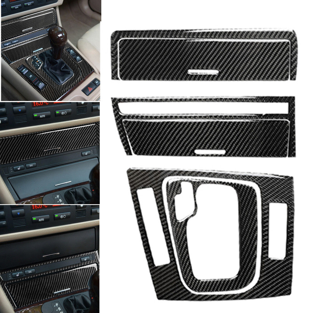 6Pcs Carbon Fiber Interior Gear Shift Frame Cover Trim for BMW 3Series E46 98-05