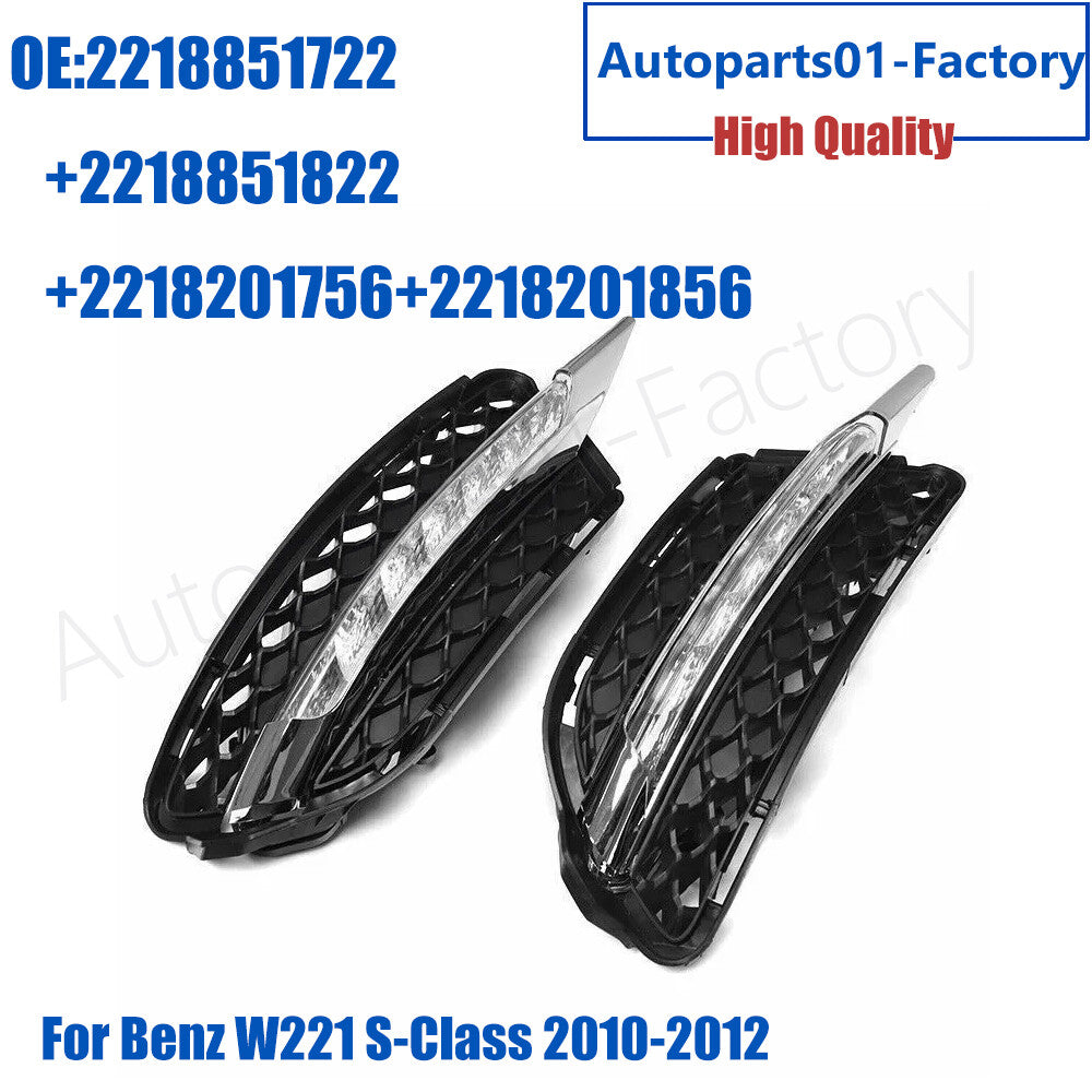 1 SET Left Right Fog Light Trim Cover Grille for Benz W221 S-Class 2010-2012