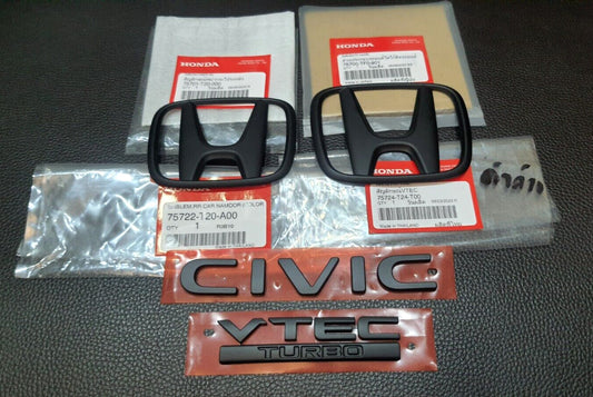 FIT MATTE BLACK H for CIVIC FE TURBO EMBLEM BADGE FOR REAR for HONDA for CIVIC FE 21-23