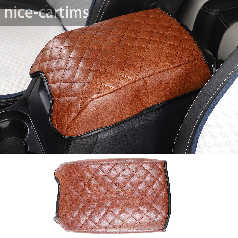 for Land Rover Discovery 4 2010-16Brown Center Armrest Box Cushion Leather Cover
