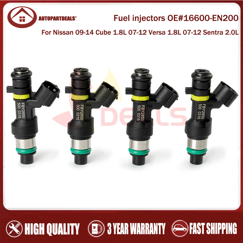4X Fuel injectors for Nissan 09-14 Cube 1.8L 07-12 Versa 1.8L 07-12 Sentra 2.0L