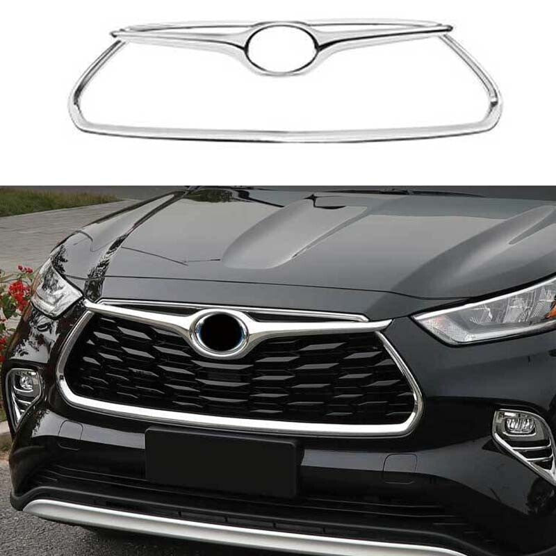 Chrome for Toyota Highlander 3pcs 2020-2022 Front Bumper Center Hood Grill Strip