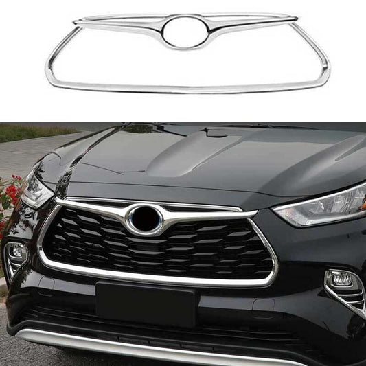 Chrome for Toyota Highlander 3pcs 2020-2022 Front Bumper Center Hood Grill Strip
