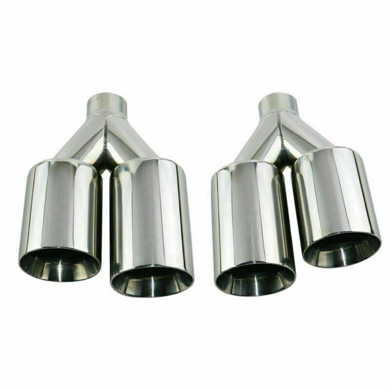 2PCS 2.5inch inlet Universal Polished Car Dual Exhaust Tips for 2.5 4 Tips