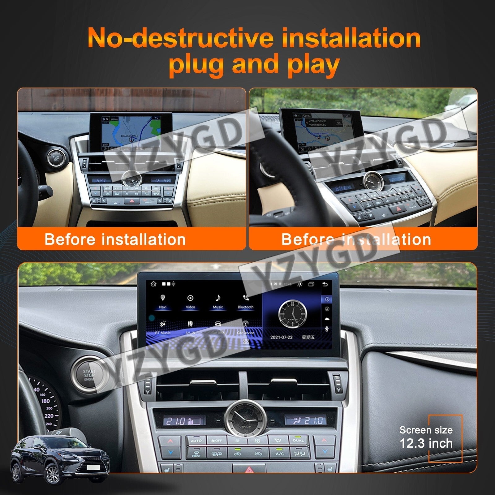 12.3 Car Radio for Lexus NX200t NX300h 2014-2020 Stereo Android CarPlay Player