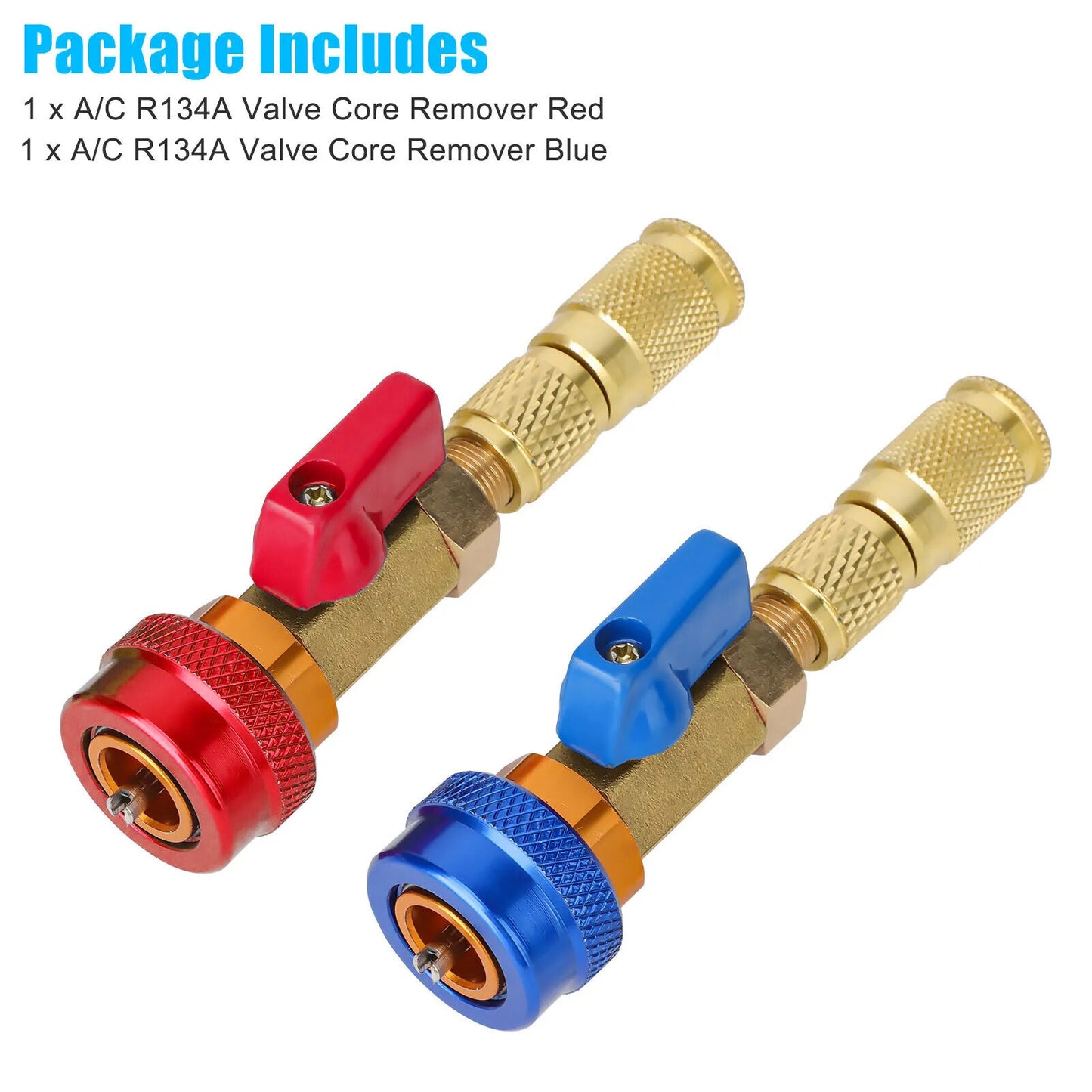 2Pcs HVAC AC R134A Valve Core High Low Pressure Quick Remover Installer Tool