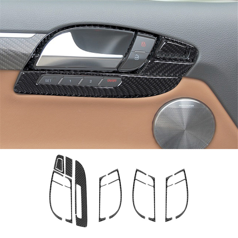 12Pcs Carbon Fiber Door Handle Frame Cover Trim for Audi Q7 2007-2015
