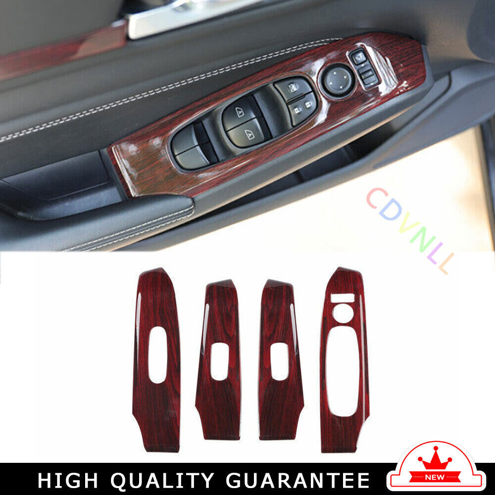 Glass Window Lifting Lock Panel Trim for Nissan Altima 2019-2022 Red Wood Grain