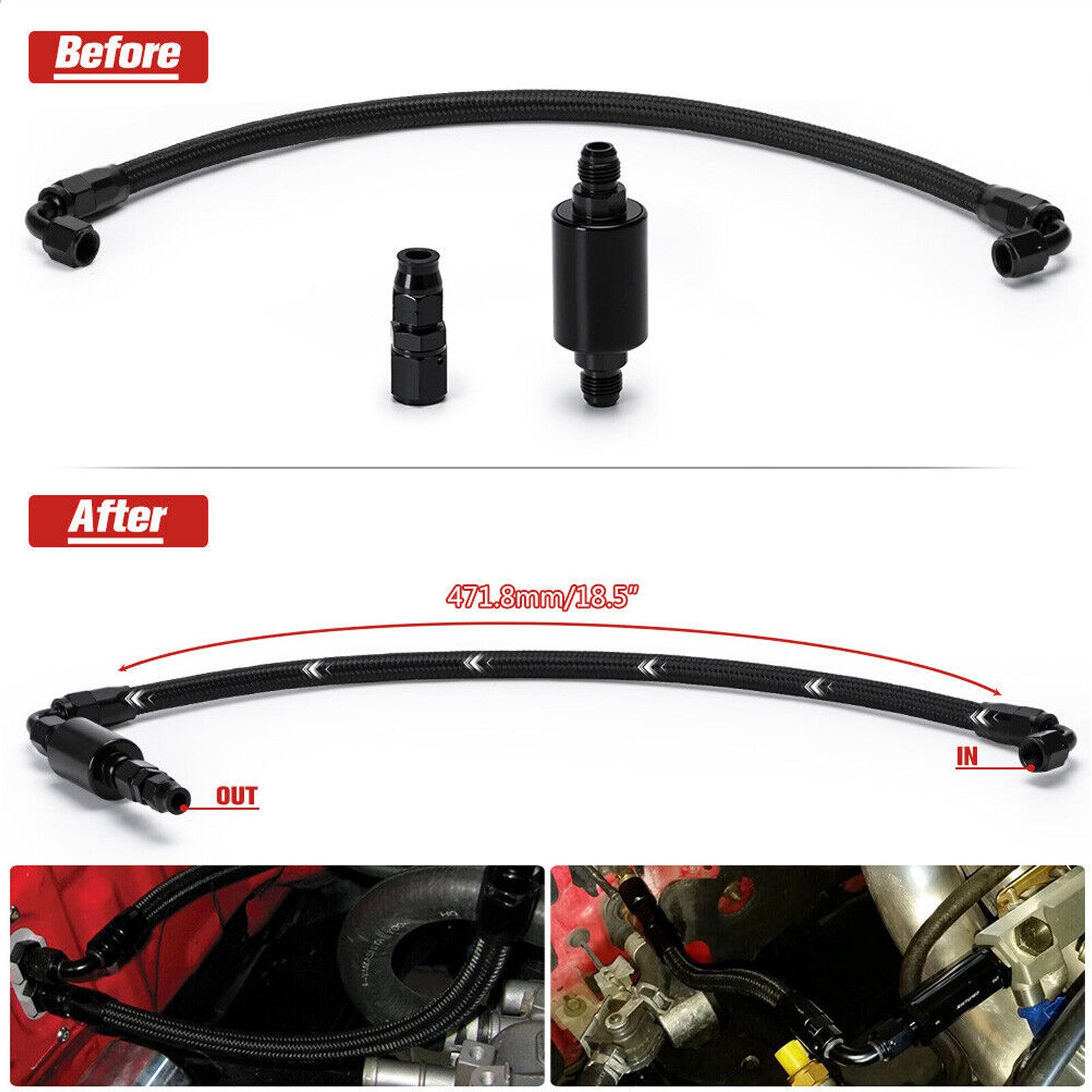 Fuel Line Filter for Honda for Civic Integra B/D Series AN6 Tucked EG EK DC2 CRX EF