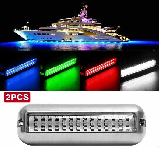 2x 42LED Boat Underwater Light Marine Transom Tail Lamp Stainless Steel Pontoon