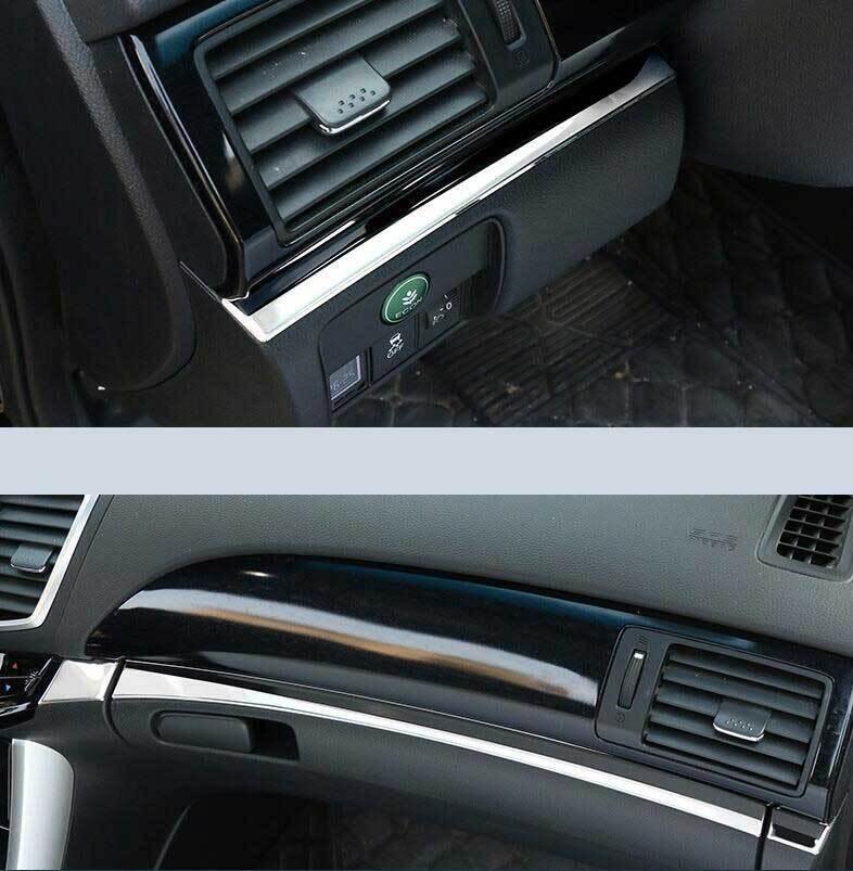for Honda Accord 2013-2017 Chrome Steel Center Console Dashboard Strip Trim 4Pc