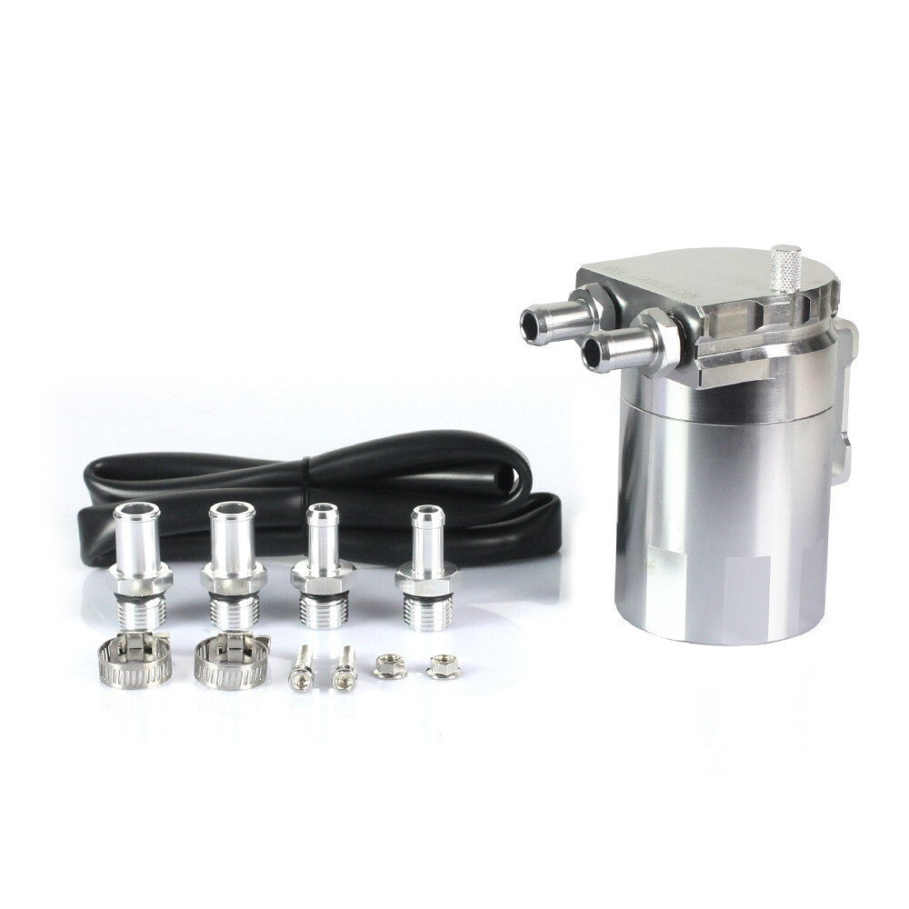 Silver universal aluminum oil tank kit, reservoir, confusion tank, breathing filter