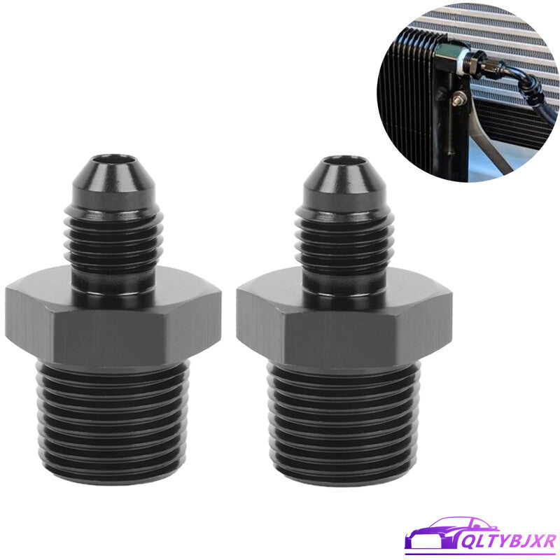 2Pcs 3/8 NPT to 4AN Adapter Pipe Thread to AN4 Male Flare Fitting Black