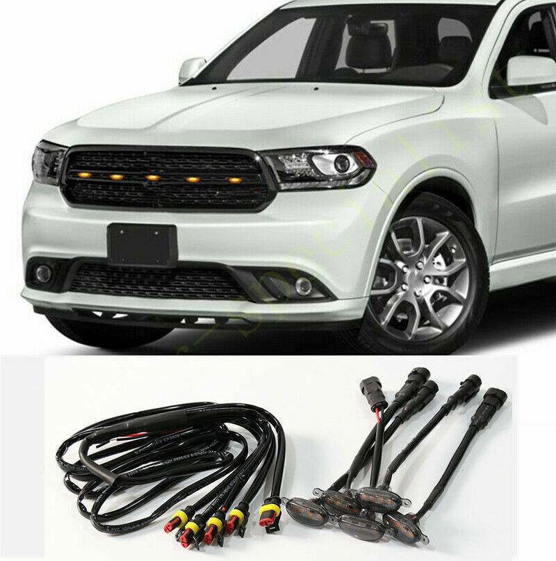for Dodge Durango 2008-2024 smoke Style Front Grill LED Marker Light Kit