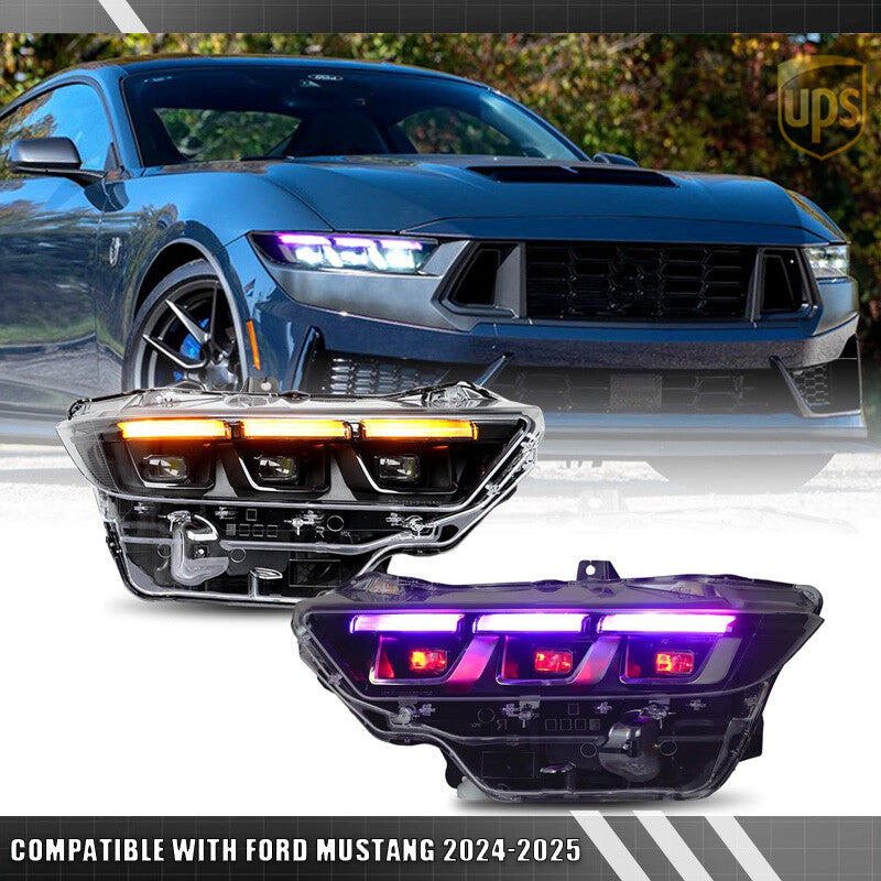 LED RGB Headlight Assy w/Animation for Ford for Mustang 2024-2025 Driver Passenger