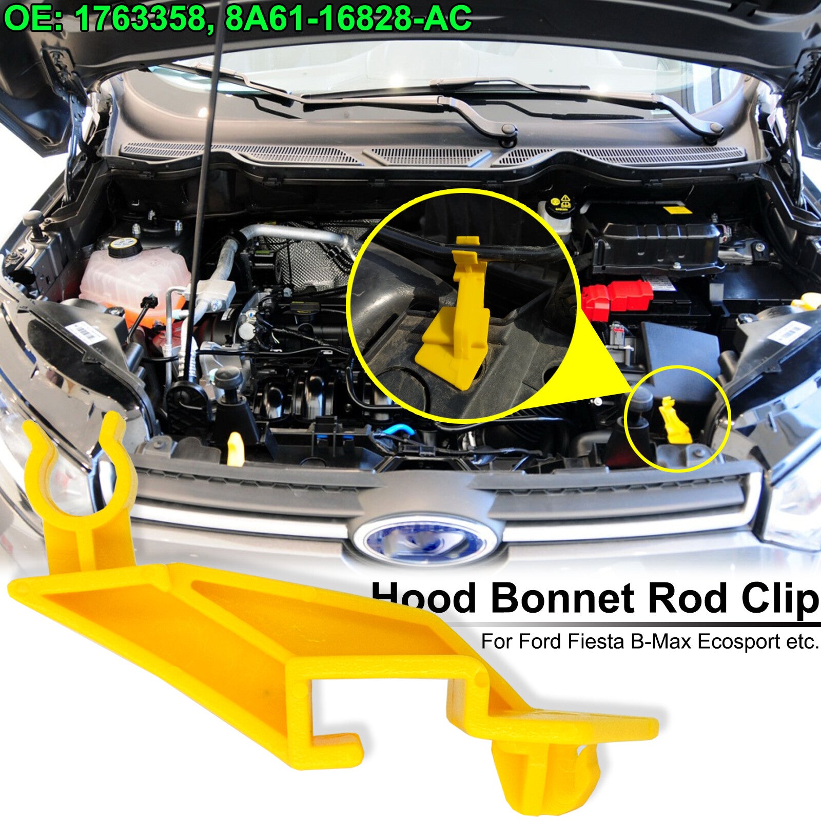 for Ford Fiesta WT EcoSport BK Car Hood Prop Bonnet Rod Support Stay Clip Holder