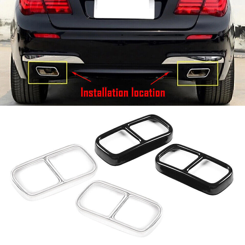 Car Tail Muffler Exhaust Pipe Output Cover Trim for BMW F01 7 Series 2009-14 10