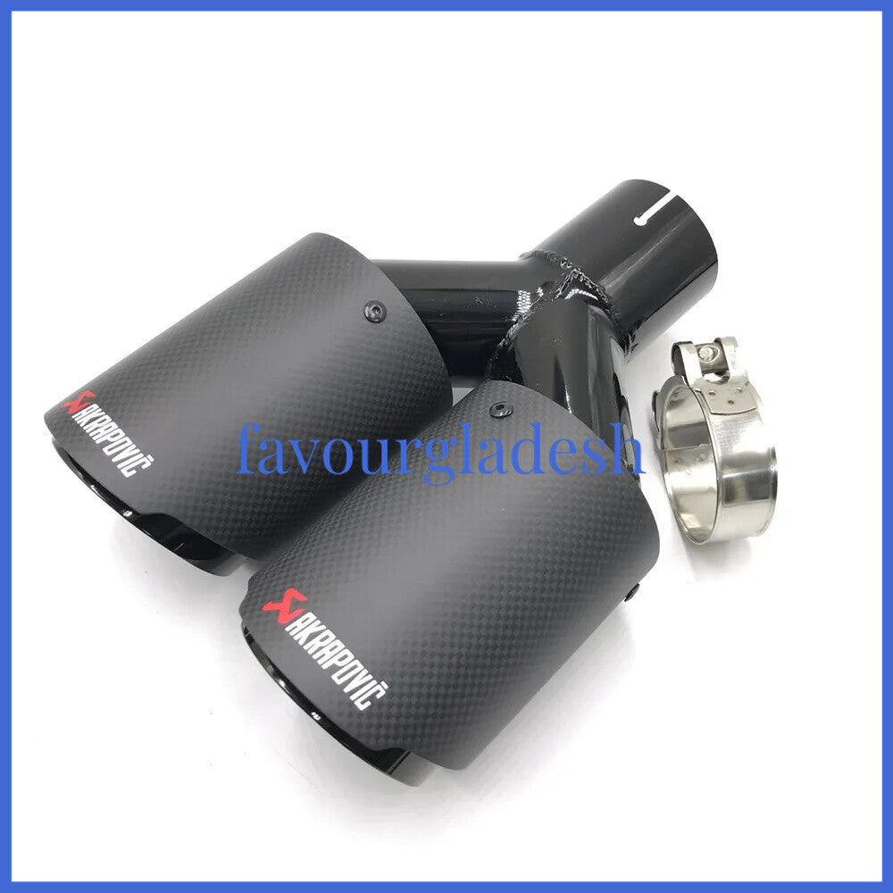 1PCS ID:2.5 (63mm) OD:4.0 (101mm) Akrapovic Carbon Fiber Exhaust Tip Dual Pipe