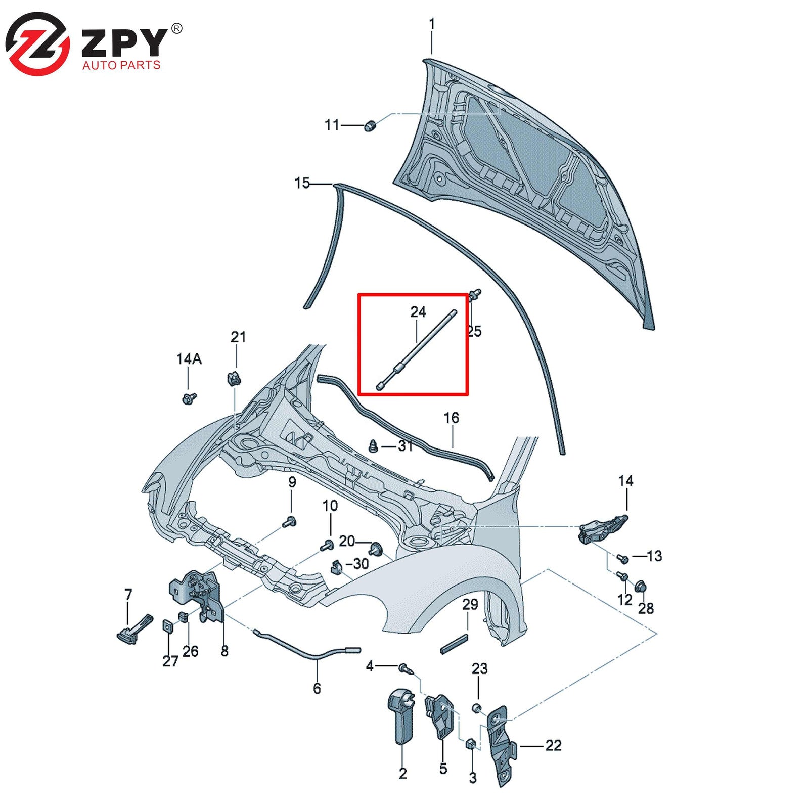 ZPY 1C0823359E FRONT ABSORBER DAMPER for VW NEW Scirocco 1998-2010