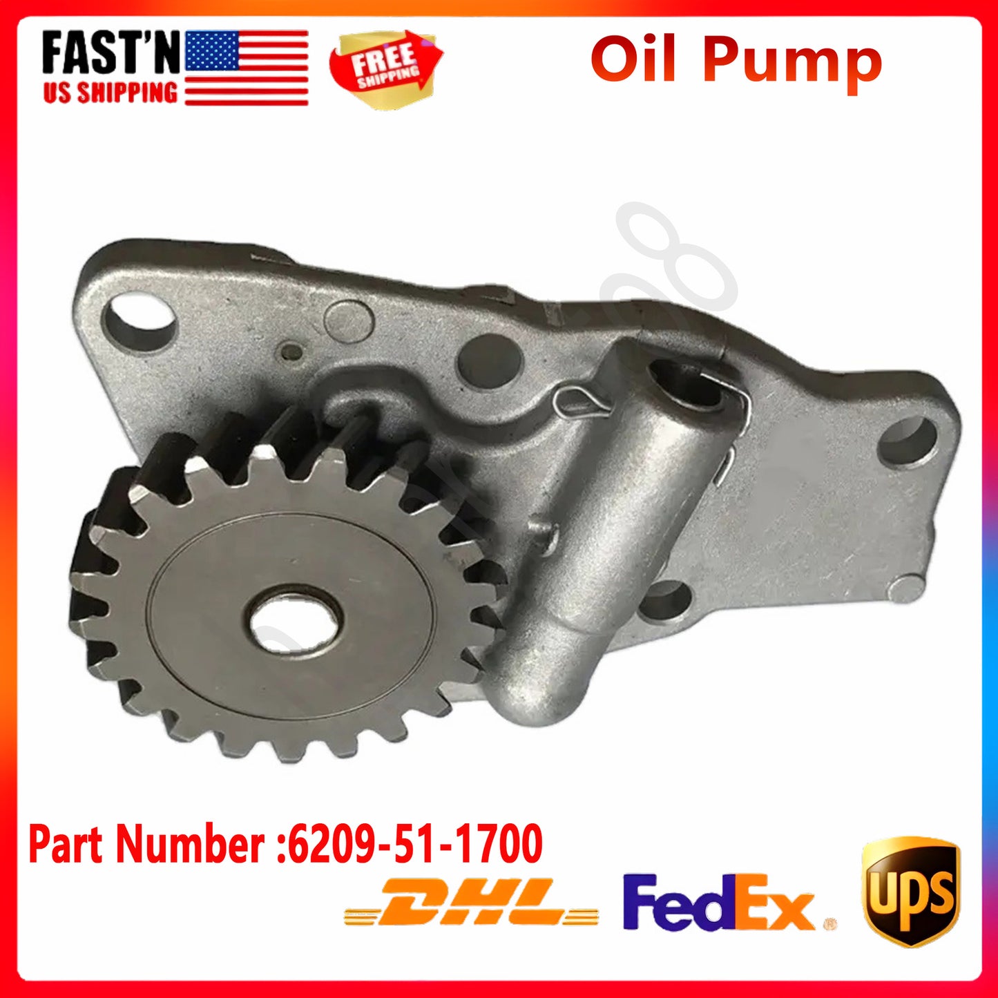 New 6209-51-1700 Oil Pump for Komatsu S6D95L Engine PC200 Excavator (20Teeth)