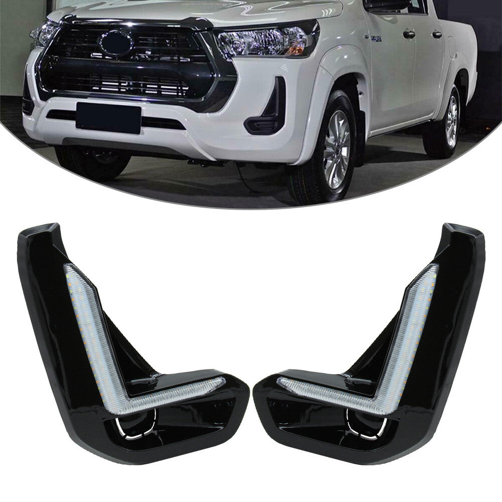 2x LED Daytime Running Light w/ Turn Signal Lamp Fit for Toyota Hilux Revo 2020 2021
