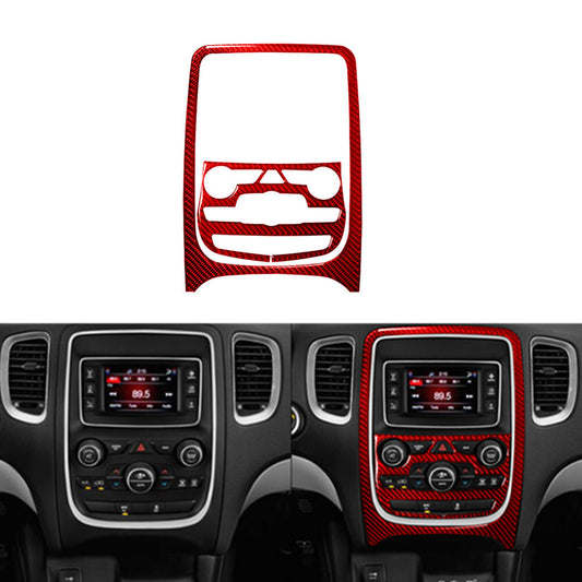 Red Carbon Fiber Central Console Panel Frame Trim for Dodge Durango 14-20 Type A