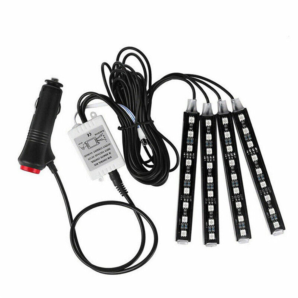 DC 12V Car RGB LED Interior Light Bar Floor Decorative Atmosphere Strip Lamp