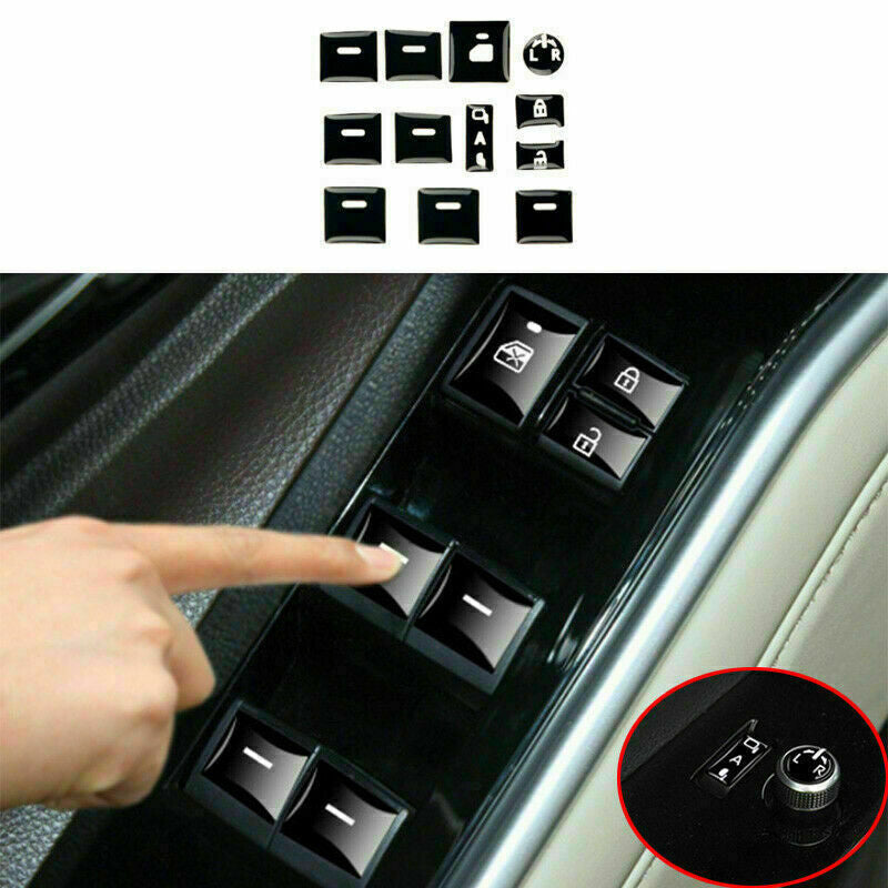Black Window Door Lock Control Button Cover Trim for Toyota Highlander 2020-2023