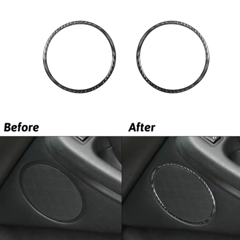 2Pcs Front Door Audio Speaker Frame Cover Carbon Fiber for BMW M5 E39 1998-2003