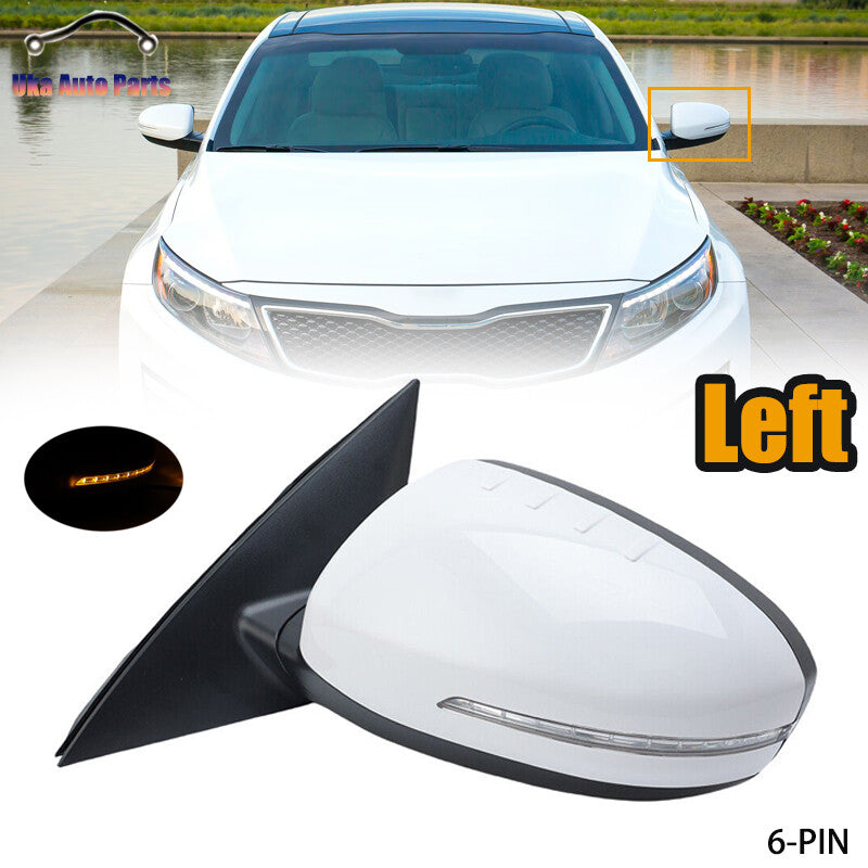 Left Side Door Mirror With Heated Signal White 6 Pin for Kia Optima 2014-2015