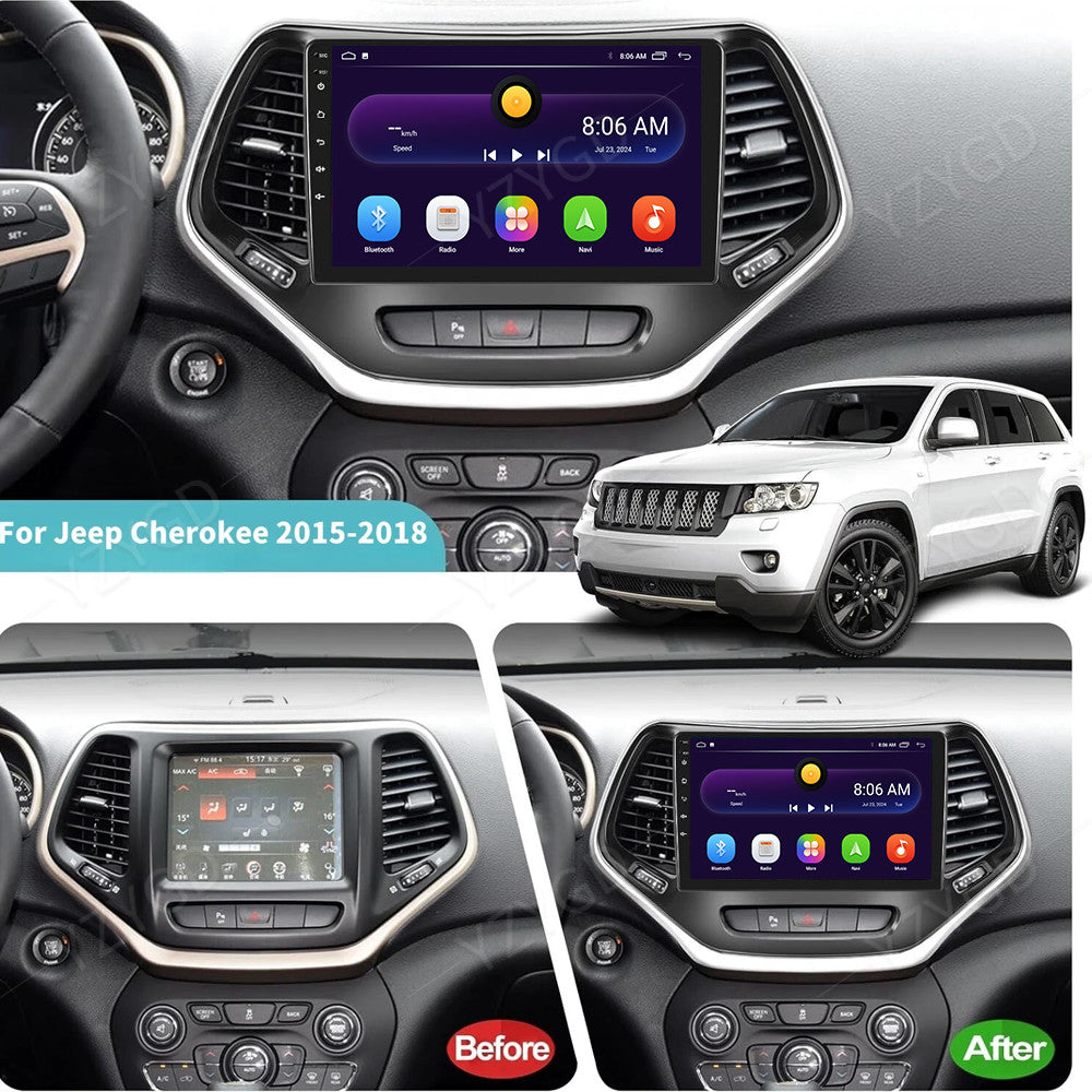 for Jeep Cherokee 2015-2018 Stereo Apply CarPlay Android Car Radio GPS Navi Wifi